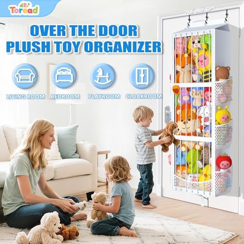 Toread Over the Door Stuffed Animal Storage – Patent Elastic Rope Design Easy Store Plush Toy Stuff Animal Organizer Large Capacity Hanging Stuffie Storage Suitable for Kids Room Toy Holder Bedroom - Image 2