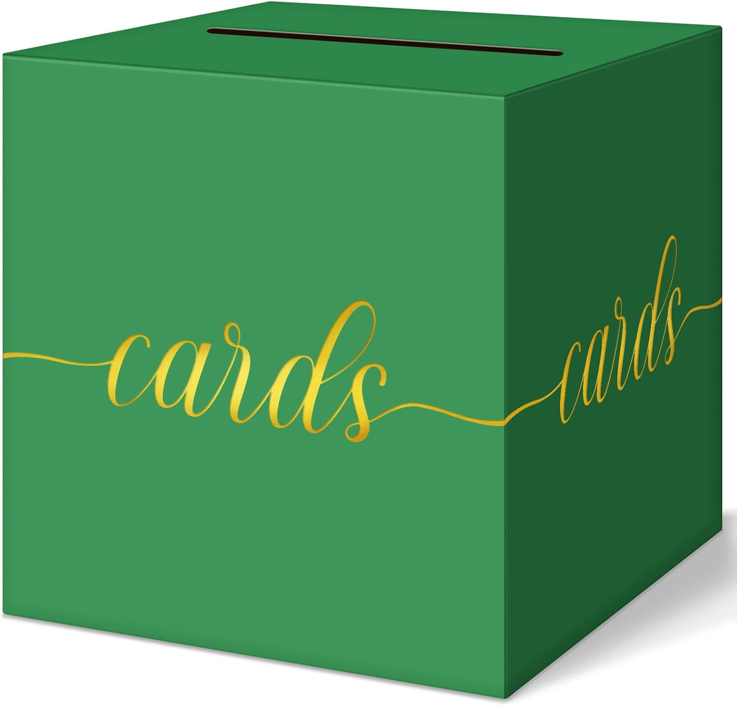 QIKSION Green Graduation Card Box, Gold Foil Gift Card Box for Graduation, Party, Wedding Reception, Birthday, Baby Shower, Raffle