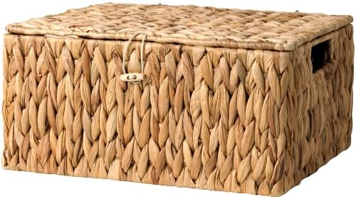 StorageWorks Wicker Basket with Lid, Storage Baskets with Lids, Hyacinth by StorageWorks