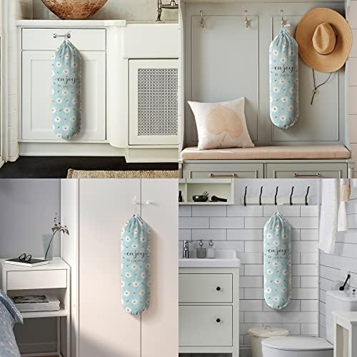 Hglian Daisy Grocery Bag Holder Flowers Plastic Bag Holder Storage Organizer,Daisy Kitchen Décor-Blue Extra Large - Image 6