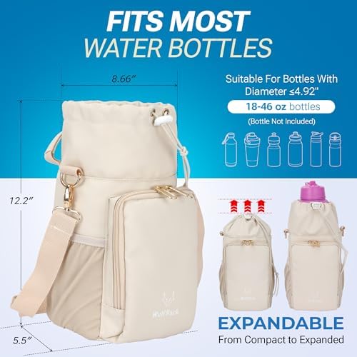 WulfPack Magnetic Gym Bag, Magnetic Bottle Bag, Water Bottle Carrier Holder with Large Phone Pockets, Large Pockets, Gym Bag, Work, and Sports (Crème) - Image 3