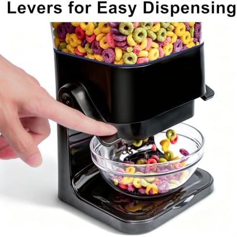 Cereal Dispenser Countertop with Lids, 5L Organization and Storage Containers for Kitchen and pantry, Rice Dispenser for food, Cereal, Beans, Nuts, Snack,Oatmeal, Dog Food, Bird Seed, Black, 3Pc - Image 3
