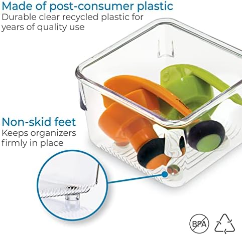 iDesign Linus Plastic Drawer Organizer, 3" x 3" x 2", Set of 2, Clear - Image 4
