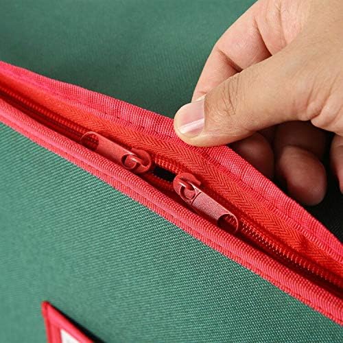 Sattiyrch Christmas Ornament Storage Box,Canvas Stores up-to 64 Standard Holiday Ornaments Holder,12 x 12 Inch 4 Layer Xmas Storage Containers,Green - Image 3