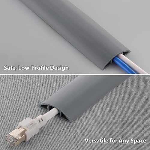 ZhiYo 3.6ft Floor Cord Cover, Cable Cavity 0.6" W x 0.3" H, Grey - Image 3