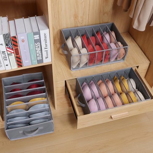 Zilink Upgraded Underwear Drawer Organizer Sock Organizer, Grey, 3 Pack - Image 5