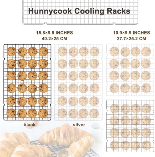 Hunnycook 15.8”×9.8” Cooling Rack, 3P Stainless Steel Baking Rack, Oven Safe Cooling Racks for Cooking and Baking, Black Roasting Rack & Wire Rack & Cookie Cooling Rack for Roasting, Grilling, Drying - Image 2