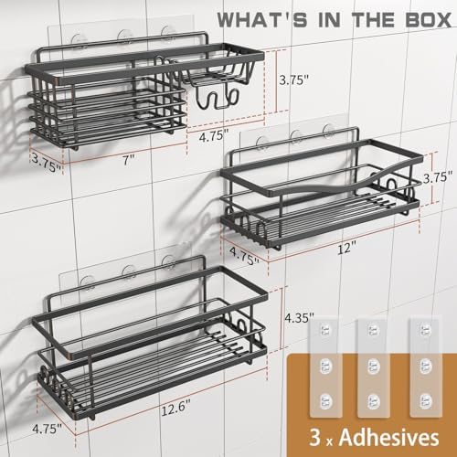Youvip Shower Caddy, 3 Pack, Black - Image 2
