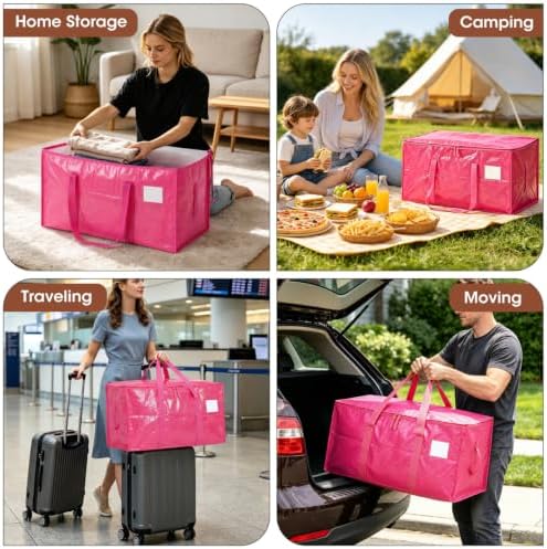 6Pcs Heavy Duty Extra Large Moving Bags Storage Totes Fold - Image 5