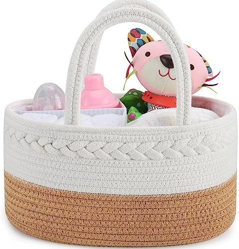 ABenkle Baby Diaper Caddy Organizer, Cotton Rope Nursery Storage Basket by ABenkle