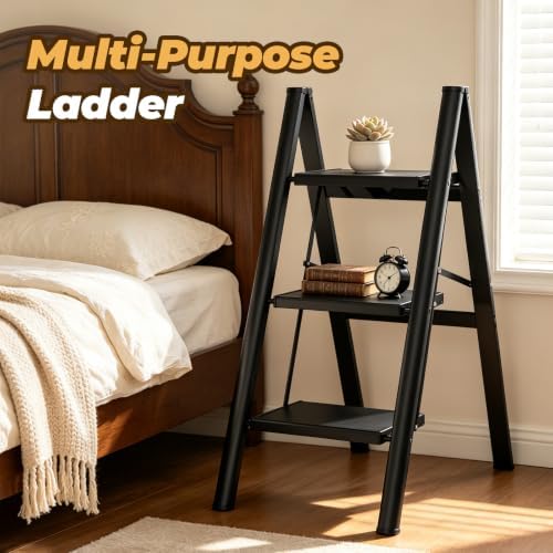 HBTower 3 Step Ladder, Lightweight Aluminum Folding Step Stool - Image 6