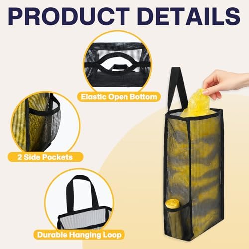 Plastic Bag Holder, Large Mesh Grocery Bag Holder for Plastic Bags (Black) - Image 4
