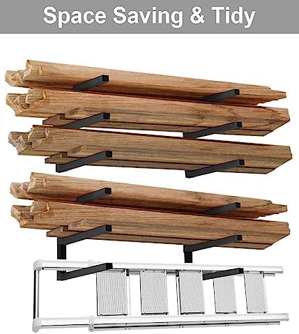 Lumber Storage Metal Rack, 3-Level Wall-Mounted Organizer and Wood Rack, Indoor & Outdoor Storage Solution for Workshop or Garage - 2 Pack - Image 4