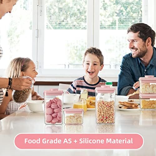 Ankou Airtight Food Storage Container - 7 Pcs One Button Handy Container Stackable Food Containers for Snacks Candy Salt Herbs Spices Coffee Bean Formula Popcorn BPA-Free Tight Seal - Image 5