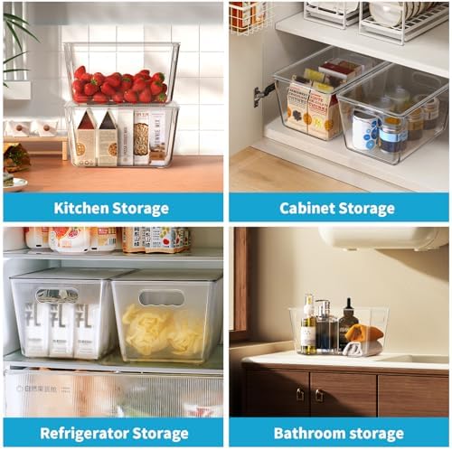 Clear Stackable Fridge Organizer with Lids, 4 Pack Large 11.5×7.5×6 Inch - Image 4