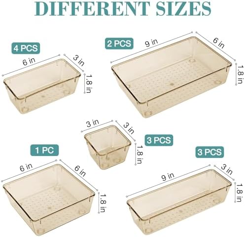13 PCS Drawer Organizer Set, 5 Size Bathroom and kitchen organizer Trays - Image 2