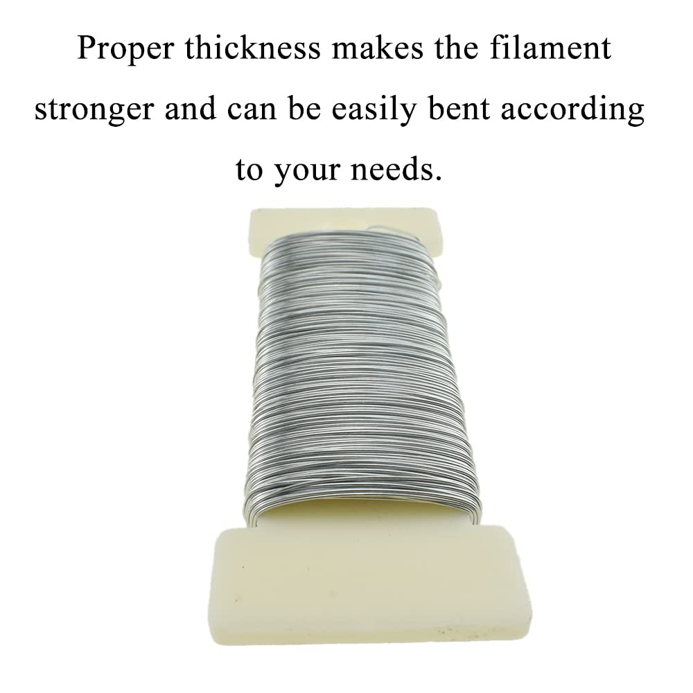 HAHIYO 26Gauge Silver Wire - 1 Roll, 38 Yards (115 Feet) Flexible Floral Wire for Crafts, Christmas Wreaths, Tree & Flower Arrangement, Wedding DIY