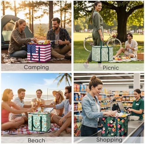 BALEINE Insulated Reusable Grocery Bags with Zippered Top, Large Cooler Bag - Image 6