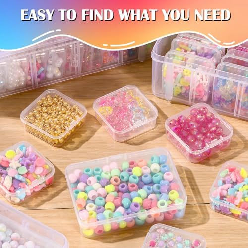 VTG Bead Organizer Box, 56 Pcs Small Plastic Containers with Lids and 3-Tier Stackable Storage Box, Clear Organizers for Jewelry Toys Craft Storage - Image 5