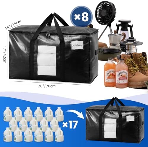TAILI 8 Pack Black Extra Large Moving Bags,Storage Bag with Visible Window - Image 6
