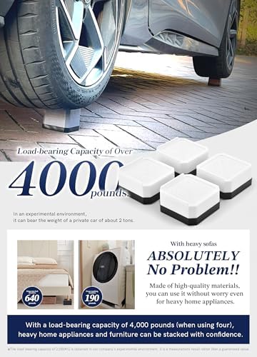EclatBain Adjustable Bed Risers 1.5 Inch, 4000 lbs, 4 Pack White - Image 6