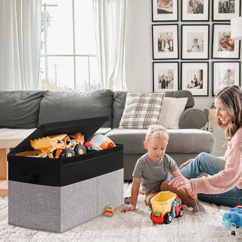 INDRESSME 85L Large Toy Storage Box with Lid Collapsible Organizer Bin - Image 2