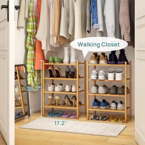 viewcare Small Shoe Rack, 4-Tier Rack for Entryway, Bamboo Wood Shoe Shelf for Closet & Hallway, Long 17 in | Beautiful | Functional | Sturdy | Durable - Image 4