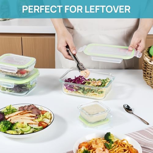 Vtopmart 8 Pack Glass Food Storage Containers with Lids Glass Green - Image 5