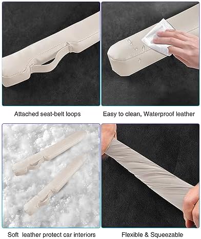 Leather Car Seat Gap Filler Universal for Car Truck SUV to Block The Gap Between Seat and Console Stop Things from Dropping 2 Packs Beige - Image 2