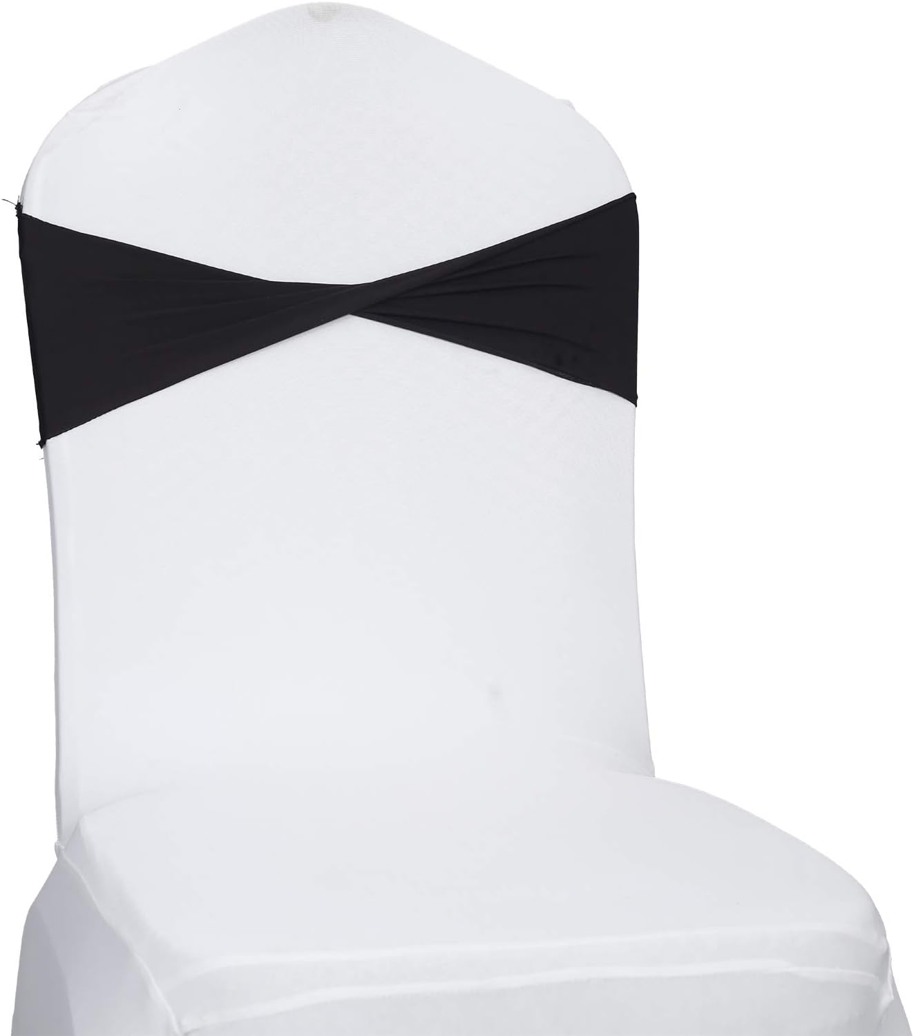 VDS Pack of 75 PCS | Black | Spandex Chair Sashes Bows Without Buckle | Stretch Elastic Banquet Universal Folding Chair Band Tie with for Wedding Party Conference Celebration Event Decoration
