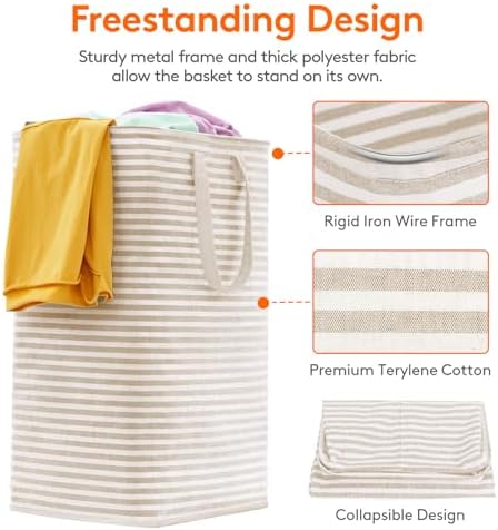 Lifewit 80L Large Laundry Baskets, Laundry Hampers Bags, 1 Pack, Beige - Image 2