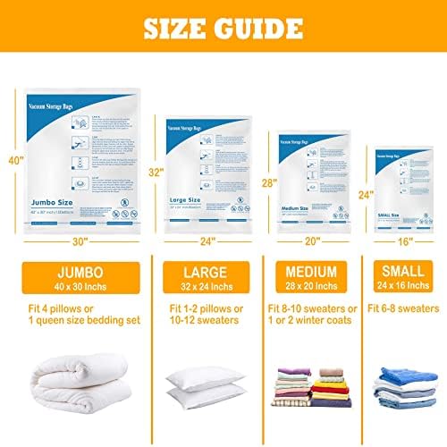 MEIQIHOME Vacuum Storage Bags, Space Saver Sealer Bags,Vacuum seal bags for clothing, Pillows, Comforters, Blankets, Bedding,Travel,12 Jumbo - Image 5