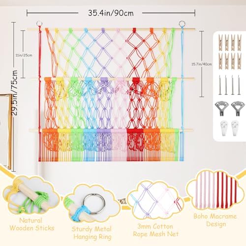 2 Tier Stuff Animal Storage Shelf Net 35x30'' Large Stuffy Storage Rainbow - Image 2