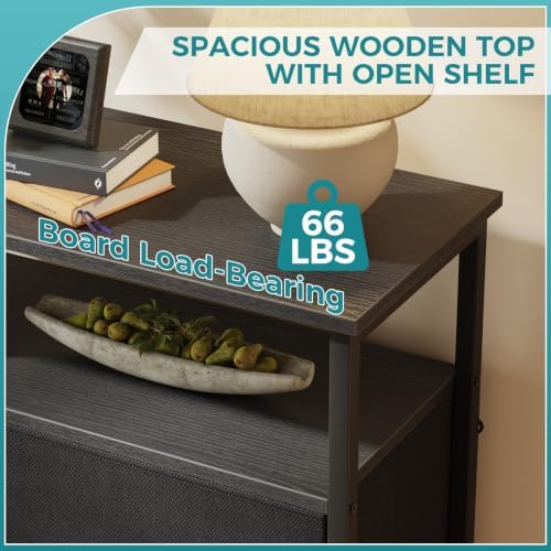 OLIXIS 8 Drawers Fabric Dresser, Raised Shelf Tall Chest of Drawers, Black - Image 5