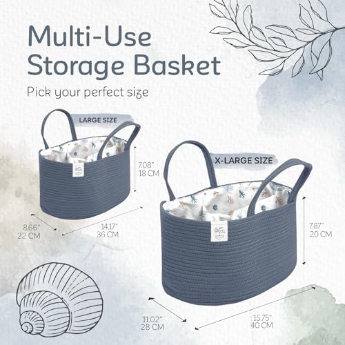 KiddyCare Diaper Caddy Organizer Basket for Nursery Storage Organizer Cart Baby Basket for Diaper Holder, Baby Basket Gift for Boy/Girl Basket with Dividers Stone Large - Image 5