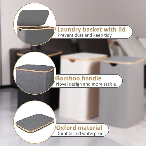 IEGrow Laundry Hamper with Lid,150L Laundry Basket with 2 Mesh Bags,Grey - Image 4