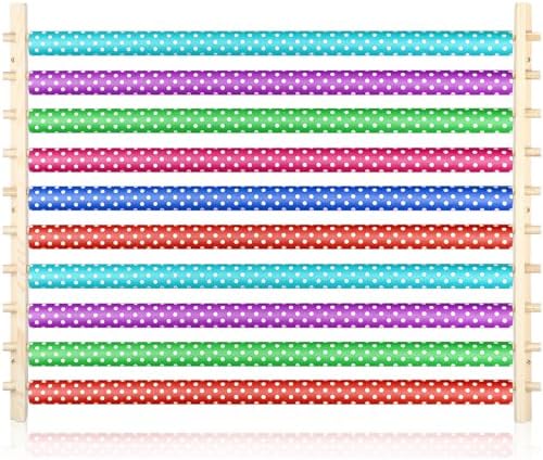 Kigley 10 Tier Ribbon Holder Organizer Rack Wood Wrapping Paper Display by Kigley