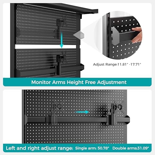 EUREKA ERGONOMIC Desk Pegboard Dual Monitor Stand 59x34 Black - Image 4