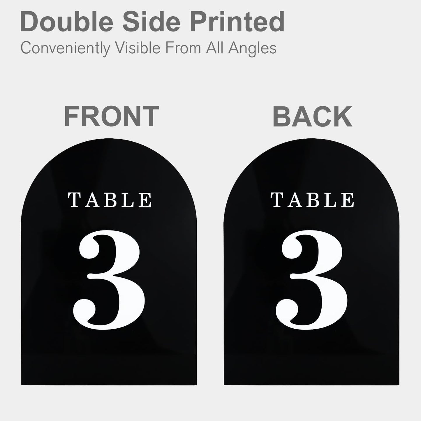 Wedding Table Numbers 1-20, Acrylic Arch Signs with Natural Wood Stands Holders, Rustic Table Decor for Reception & Parties (Black White)