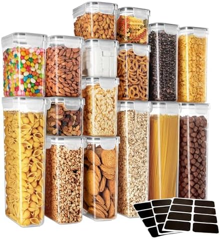 MR.SIGA 16 Pack Airtight Food Storage Container Set for Pantry Organization by MRSIGA