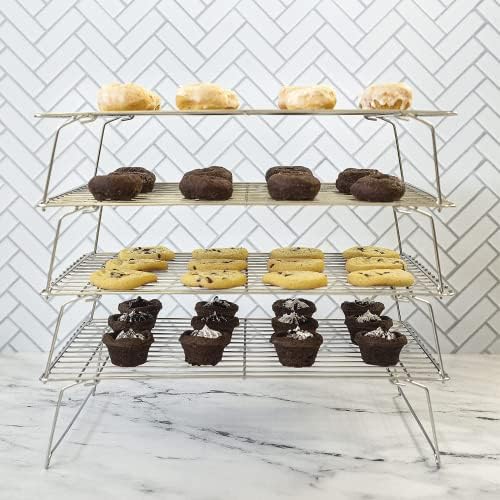 Kitchenatics 4-Tier Stackable Cooling Rack Space Saving Baking Set, 15x10" - Image 6