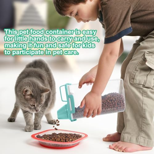 TBMax Rice Container Cereal Storage Container 2 Pack 5 Lbs, Kitchen Pantry Dry Food Storage Holder with Easy-Pouring Spout & Handy Cup, Small Pet Dog Cat Food Dispenser for Daily Feeding -Cyan - Image 4