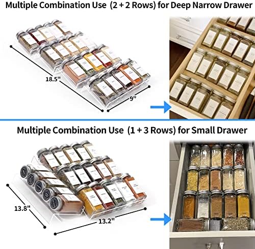 MIUKAA Clear Spice Drawer Organizer, 4 Pcs Seasoning Rack(jar not included) - Image 3