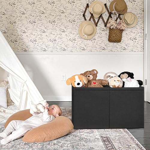INDRESSME 85L Large Toy Storage Box, Lid & Dividers, Black - Image 3