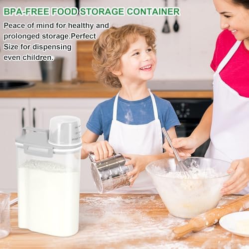 TBMax Rice Storage Container 2 Pack, Plastic Kitchen Pantry Food Storage Container with Cup, Small Pet Dog Cat Food Container Dispenser - Image 5