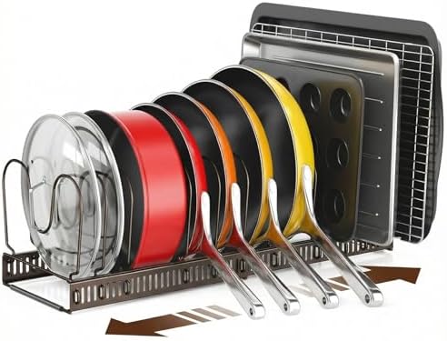 ORDORA Pots and Pans Organizer under Cabinet, 11.8-22.8" 12 Dividers Bronze by ORDORA