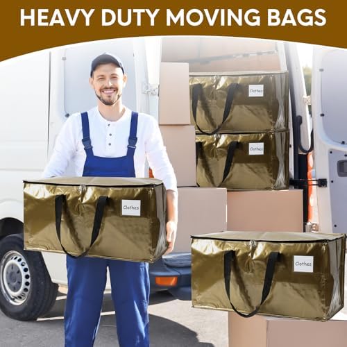 2-Pack Extra-Large Heavy-Duty Storage Totes with Reinforced Handles, Durable Zippers & Waterproof Material — Perfect for Space-Saving, Moving, Shipping and Travel (Smoked Gold) - Image 5