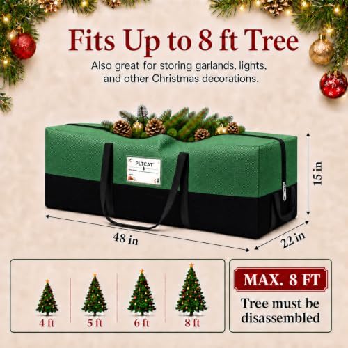Christmas Tree Storage Bag, Fits 8 Ft Artificial Trees, Green - Image 2