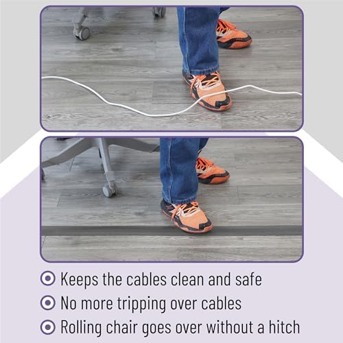 Bates- Floor Cord Cover, 30ft, Cable Cavity 0.6" (W) x 0.31" (H), Heavy Duty Wire Protector, PVC Extension Cords Hider, Protect Cords, Prevent Cable Trips, Cord Hider for Office, Home, Outdoor - Image 6