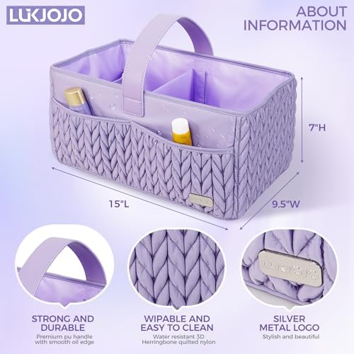 Luxurious Baby Diaper Caddy, Nursery Storage Basket for Newborn Boy and Girl, Travel Baby Basket for Diapers Baby Wipes, Organizer Tote Bag Storage Bin, Baby Shower Gifts (purple) - Image 3